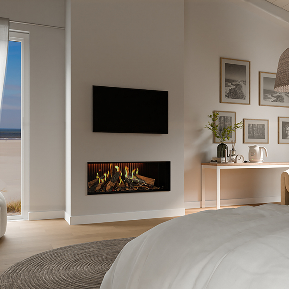 DRU Virtuo 100 cm realistic glass fronted electric fire Comfort Line